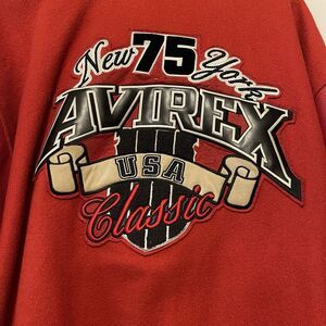Vintage 90s Avirex 75 Varsity Sport Leather Red New York Bomber Jacket 3XL